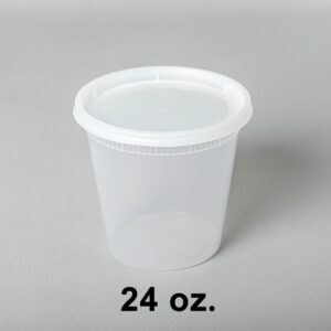 24 oz Round Clear Plastic Container w/ Lids 240 Sets