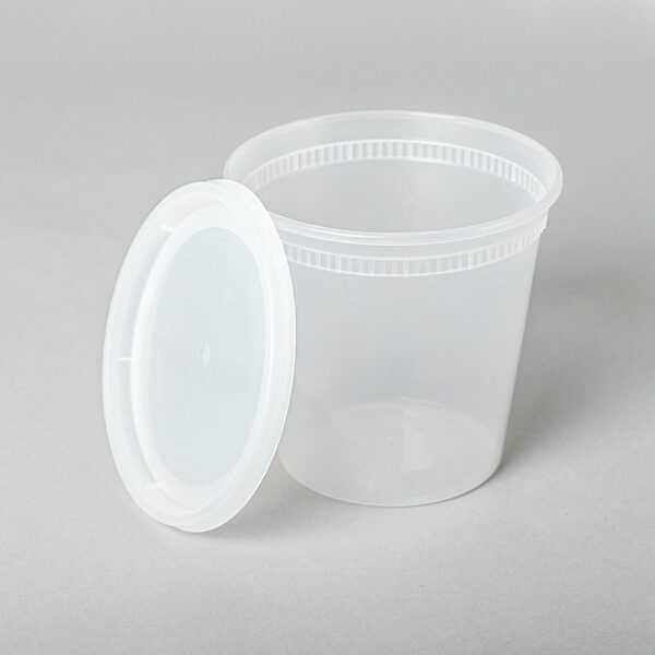 24 oz Round Clear Plastic Container w/ Lids 240 Sets Silk Road