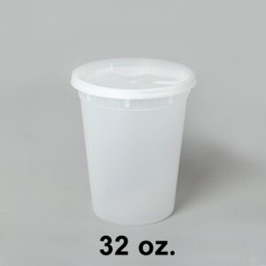 32 oz Round Clear Plastic Container w/ Lids 240 Sets