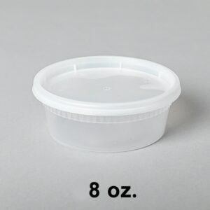 8 oz Round Clear Plastic Container w/ Lids 240 Sets